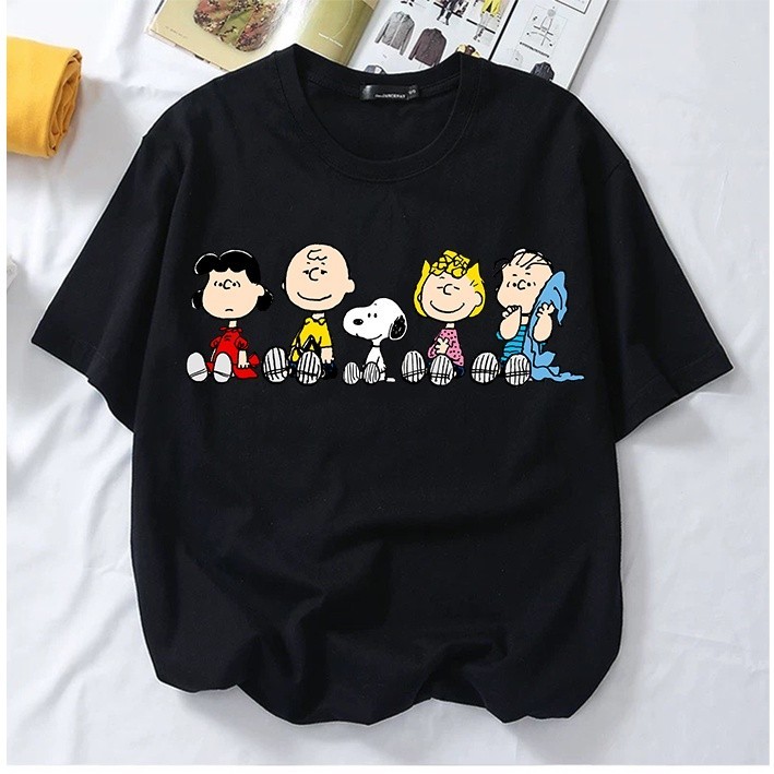 Snoopy phổ biến nam nữ ngắn tay cotton vui nhộn Snoopy áo thun Joker in hình.