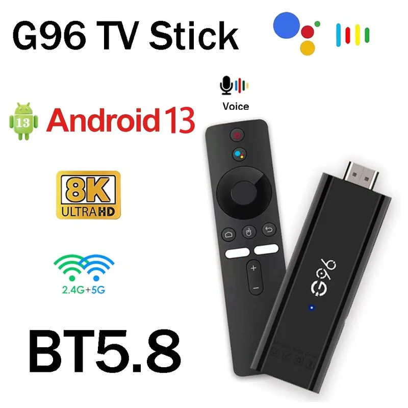 G96 ATV TV Stick Android 13.0 HD 8K 4K HDR10 Smart TV Stick Trợ lý giọng nói Trình phát trực tuyến d
