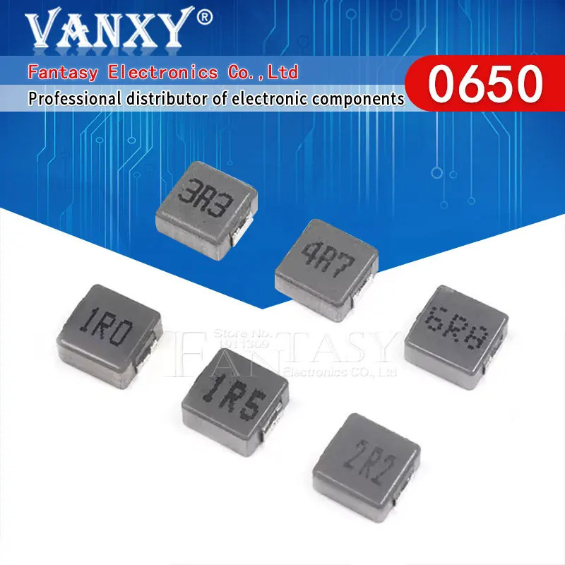 10 Chiếc 0650 Đúc Nguồn Choke SMD Cuộn Cảm 1UH 1.5UH 2.2UH 3.3UH 4.7UH 6.8UH 10UH 15UH 22UH 33UH 47U