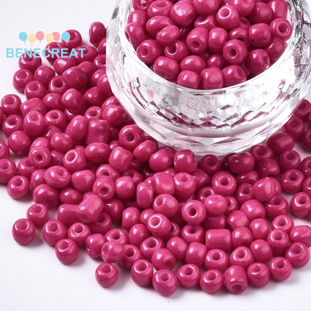 BENECREAT Hạt Thủy Tinh Sơn Nướng Camellia 1 Pound - Kích thước: 4~5x3~5mm, Lỗ: 1.2~1.5mm, Khoảng 45