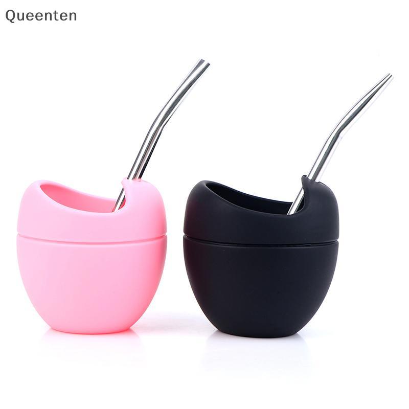 Queenten 5oz Silicone Ilas Yerba Mate Bộ Cốc Trà Với Yerba illa Ống Hút QT