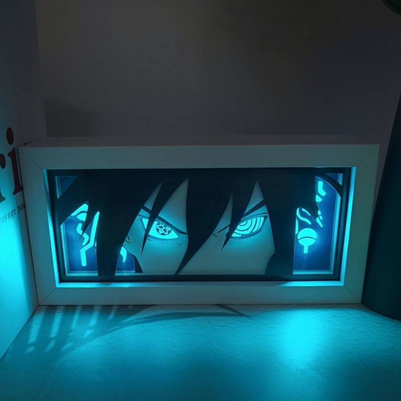 Home New Naruto Paper-Cut Light Box Itachi Uchiha Photo Frame Light Creative Table Decoration Small 