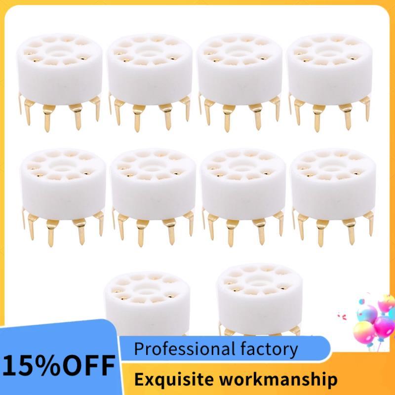 10 Chiếc Ống Gốm Ổ Cắm Cho 12AX7 12AT7 12AU7 6DJ8 ECC82 5670 6922 Hifi Âm Thanh Vintage AMP Vàng