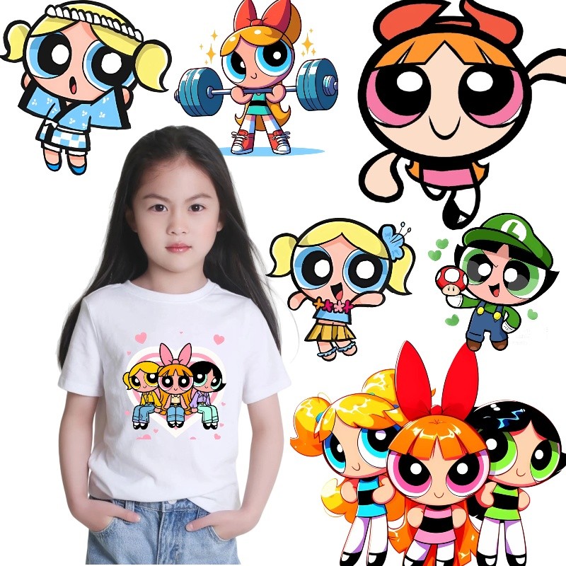 Nhãn dán Powerpuff Girls, phù hợp trang trí quần áo, balo và mũ