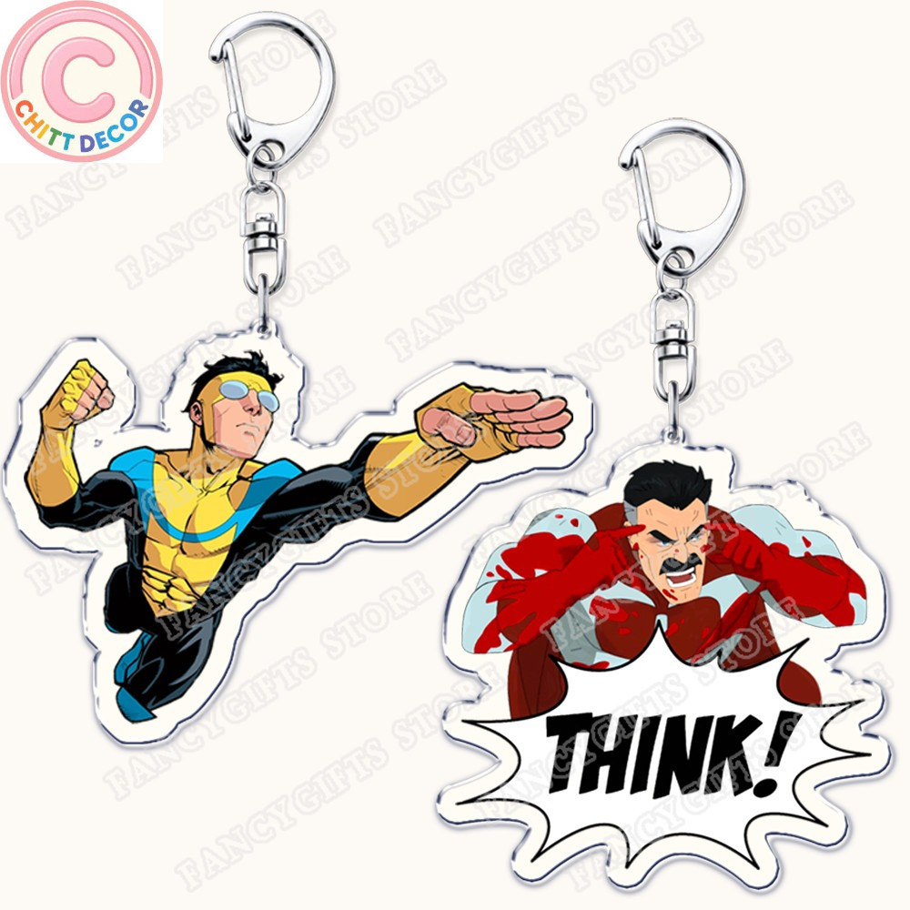 Popular Adult Animated Superhero Invincible Keychains for Accessories Bag Omni Man Keyrings Fans Fri