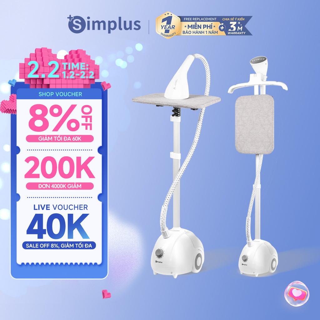 Simplus Bàn Ủi Hơi Nước Đứng GTJH014 - Dung Tích 1.8L, Công Suất 2000W