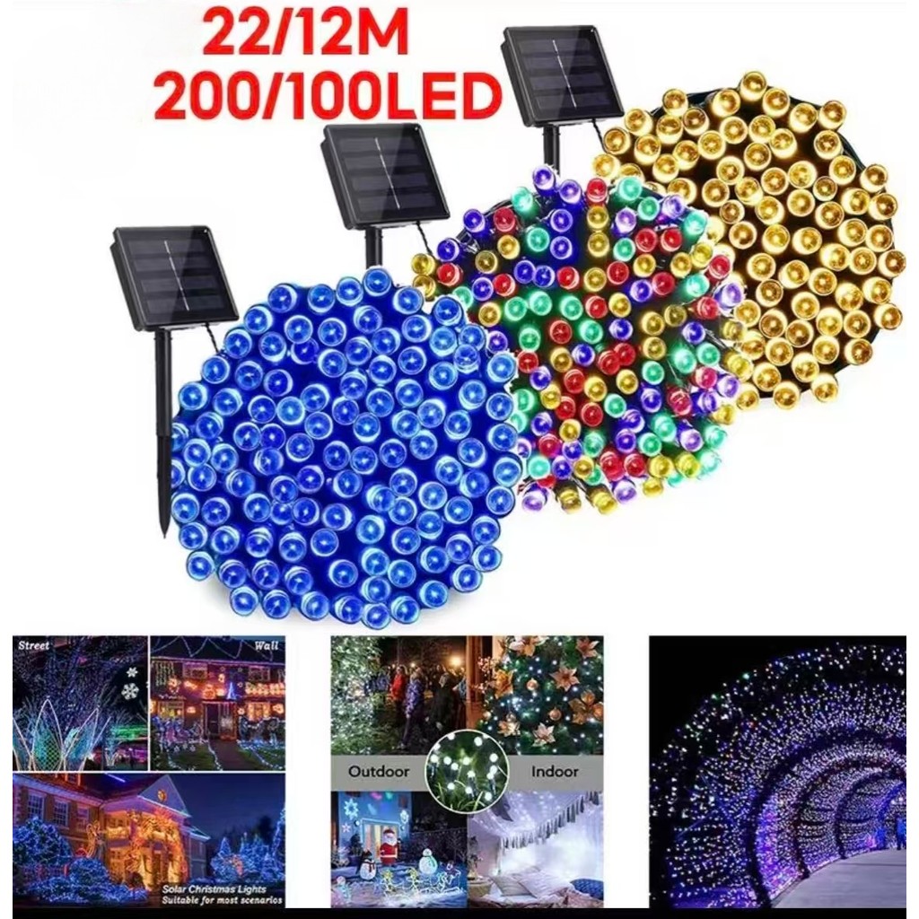 Dây Đèn Led Năng Lượng Mặt Trời 8 Chế Độ Có Nút Cảm Ứng Chống Nước Trang Trí Sân Vườn/Giáng Sinh/12m/22m