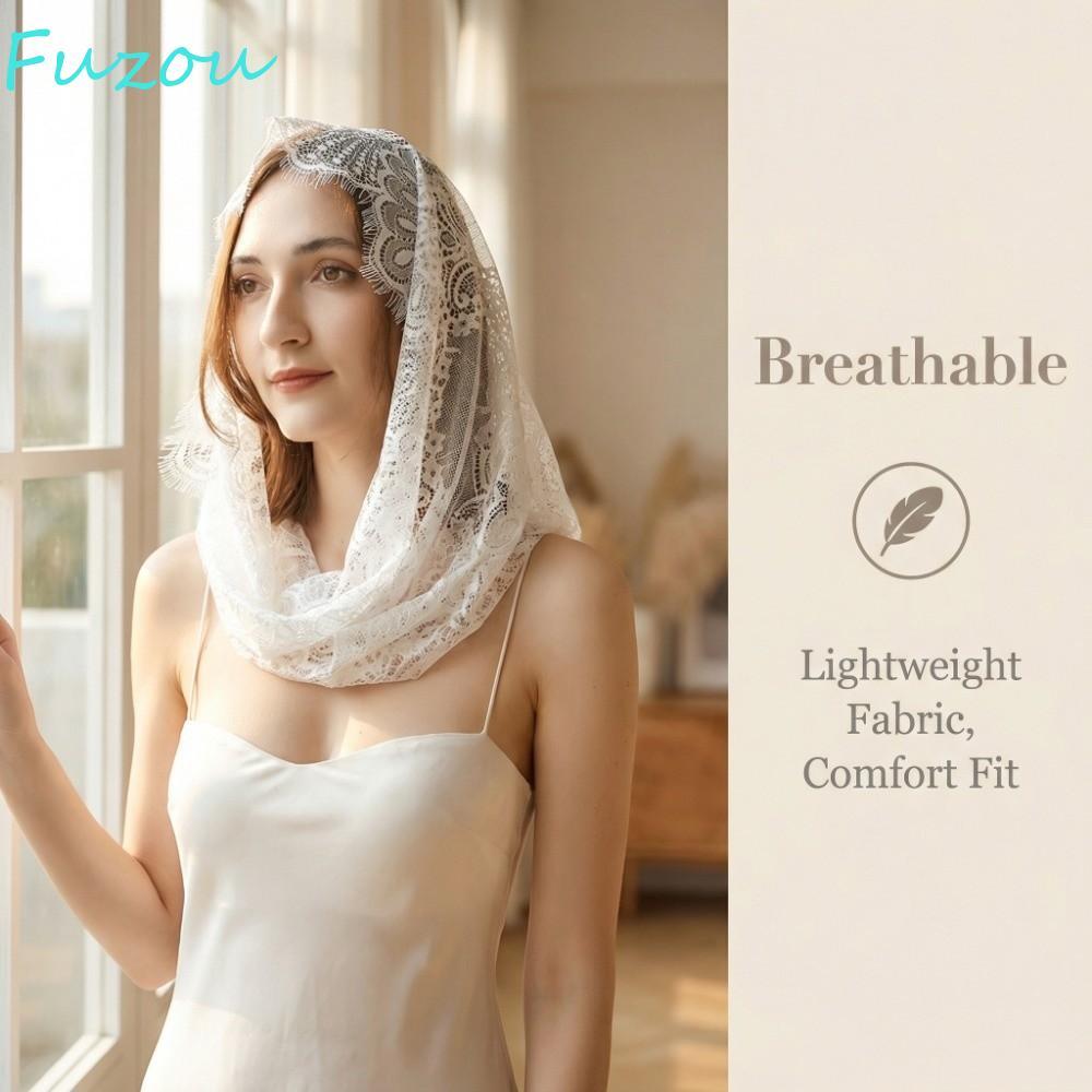 FUJIOU Ren Veil, Đen Trắng Cô Dâu Mantilla, Vintage Công Giáo Phong Cách Tây Ban Nha Latin Mass Head