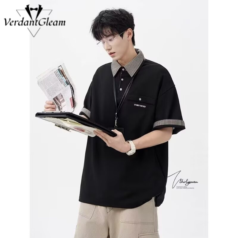 VG Designer Áo Sơ Mi Polo Nam Cổ Sọc, Phù Hợp Mặc Mùa Hè