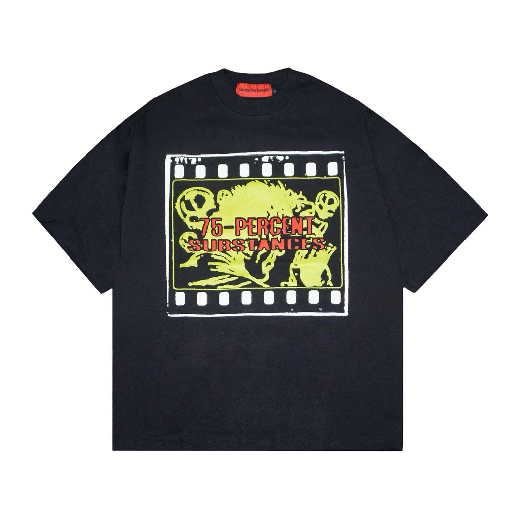 Seventy Five Percent Substances T-shirt Black Kaos Heavyweight 16s