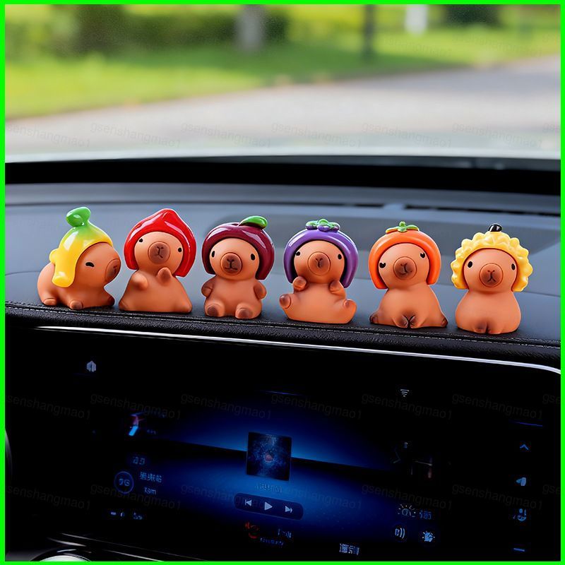 PS1 Capybara Sáng Tạo Dễ Thương Dòng Trái Cây Mini Nhựa Hành Động Hình Xe Để Bàn Trang Trí SP1