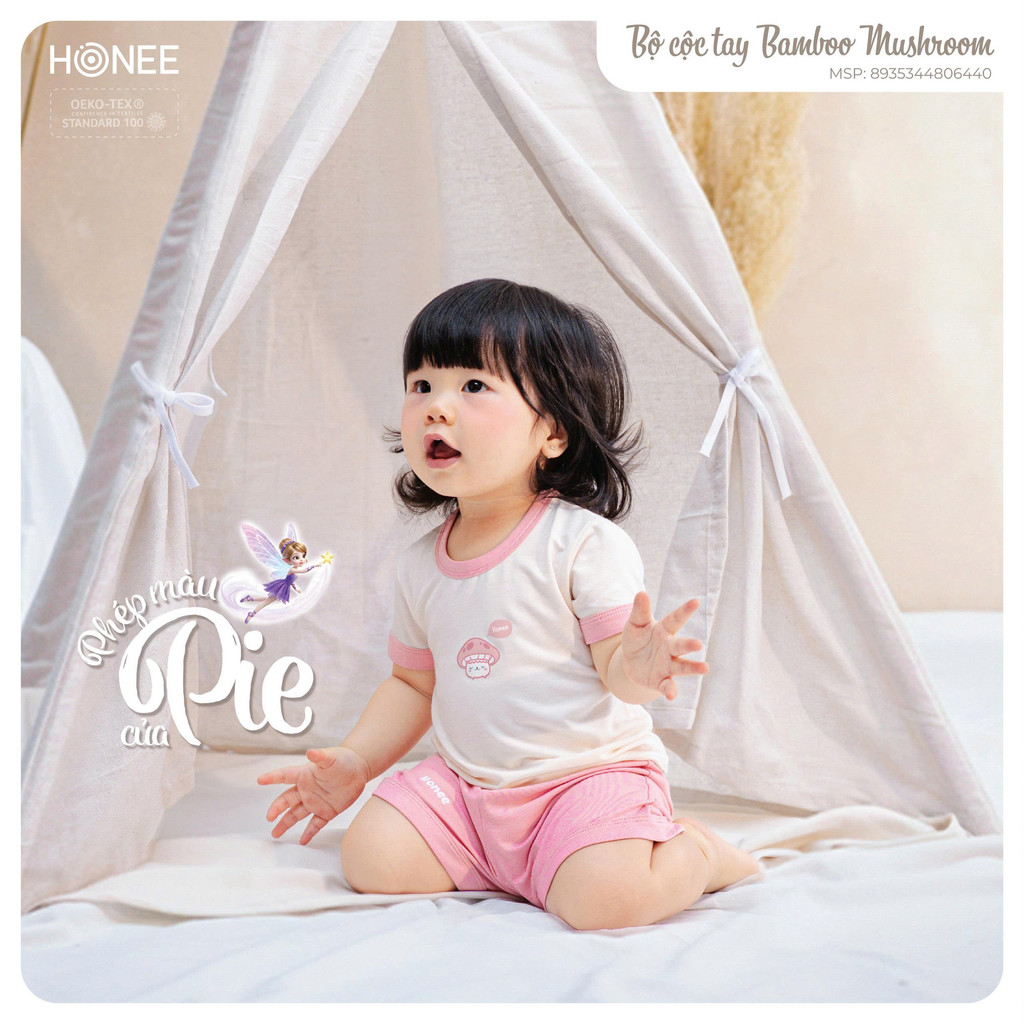 Bộ quần áo trẻ em HONEE Bamboo Mushroom chính hãng, chất tre cao cấp, bền đẹp lâu dài