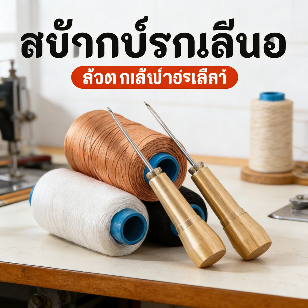Cobbler Tool Hand Stitcher DIY Craft Leather Shoe May Cong và Thẳng Tay Cầm Bằng Gỗ