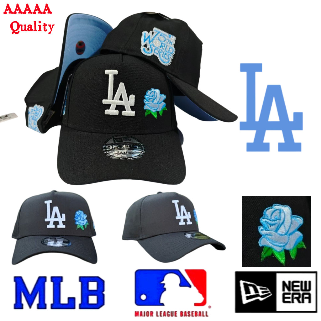 Mũ Quy Định MLB Los Angeles Dodgers Thêu Hoa Hồng Xanh - Mới