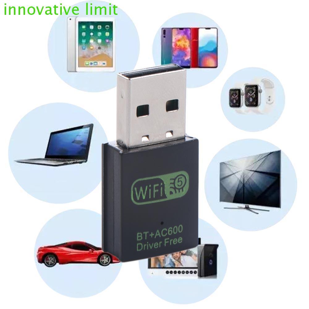 DYRUIZA BT + AC600 WLAN Dongle, Bộ chuyển đổi mạng Wifi Bộ thu WiFi WLAN Dongle, Card mạng di động B