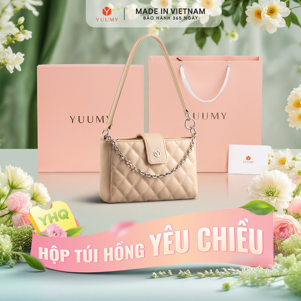 Bộ hộp quà YUUMY (Túi đeo vai nữ YUUMY YN211 + Hộp quà YHQ2 + Túi giấy YTG2 + Túi rút BVR3838 + Thiệ