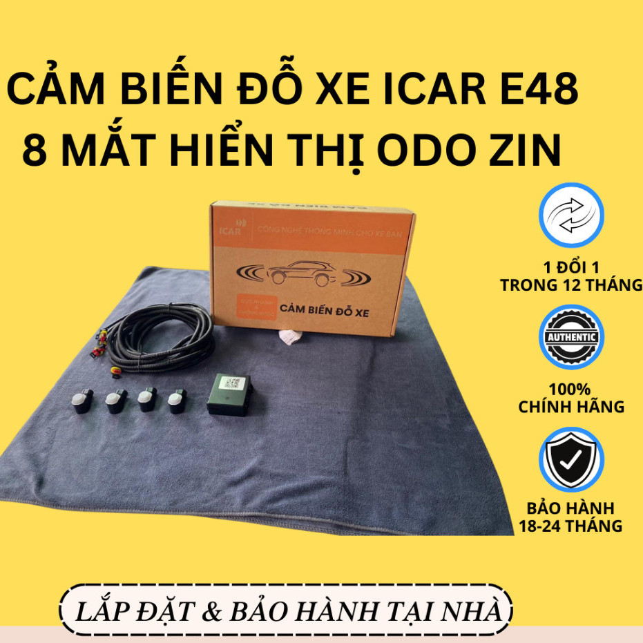 New  Cảm Biến Đỗ Xe ICAR E48 8 Mắt Hiển Thị ODO Zin | Chính hãng