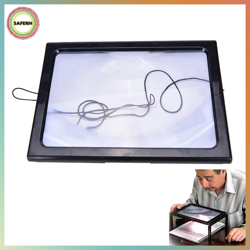 SAFENH Large A4 Page Hands Free 3x Kính lúp có đèn LED đọc sách, VN