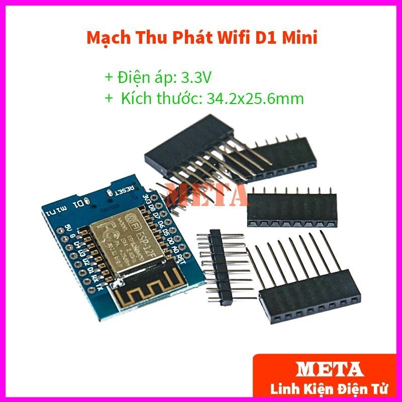 Mạch Thu Phát WiFi ESP8266 Wemos D1 mini (NodeMCU Mini D1) - có kèm bộ Jump cắm
