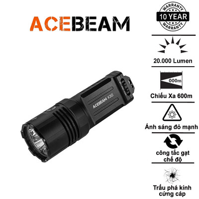 ACEBEAM X30 – Đèn pin chiến thuật siêu sáng 20.000 lm 02 pin 21700 5000mAh sạc USB-C