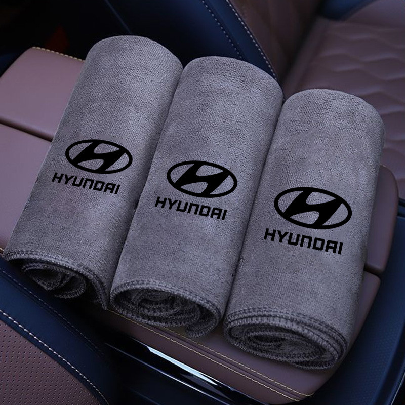 Da Lộn Microfiber Khăn Logo Xe Rửa Sạch Vải Vải Cho Xe Hyundai Genesis N-LINE I10 I20 I30 I40 IX20 I
