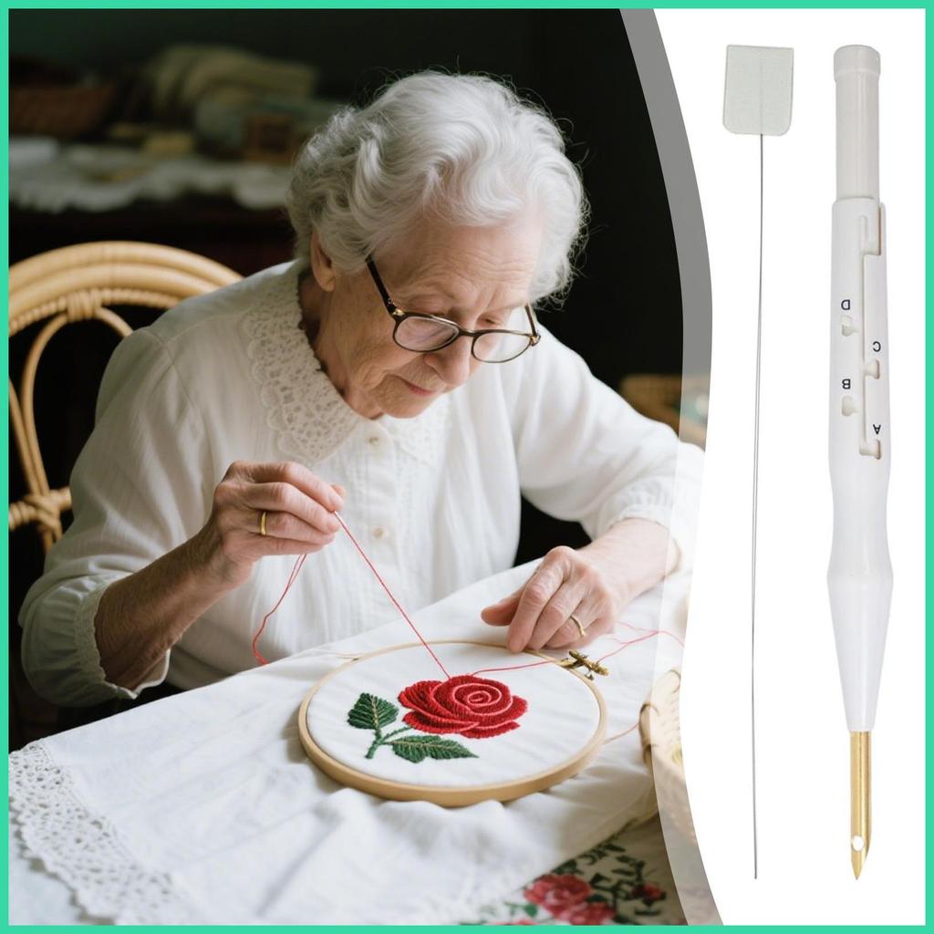 Punch Needle Pen May Threader Punch Needle Có Thể Điều Chỉnh Người Mới Bắt Đầu Khâu Tay Nghệ Thuật T