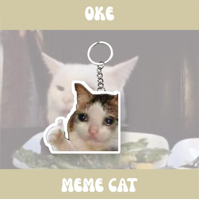 GANTUNGAN KUNCI MEME CAT | CAT | KUCING | GANCI | KEYCHAIN AKRILIK MEME KUCING - OKE