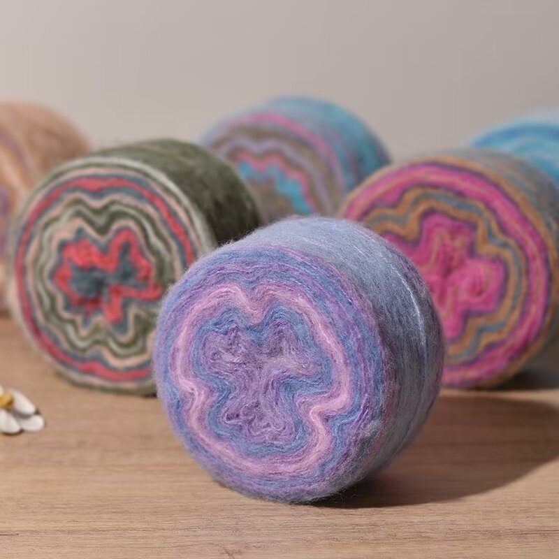 1 Cuộn Gradient Mohair Dài Nhuộm Mohair Mịn Sợi Móc Áo Len Làm Bằng Lụa Nguyên Chất Trẻ Mohair Sợi Ấ