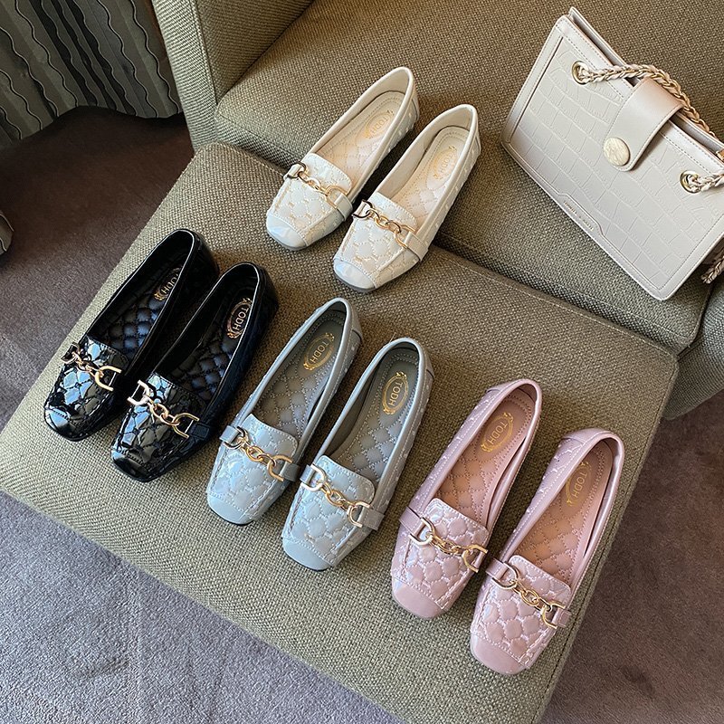 YD2 Giày Nữ Đế Mềm Mới Plus Size Mũi Vuông Moccasin Ommino