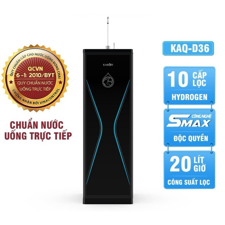 MÁY LỌC NƯỚC KAROFI KAQ-D36 - 10 LÕI CHUẨN NƯỚC UỐNG TRỰC TIẾP