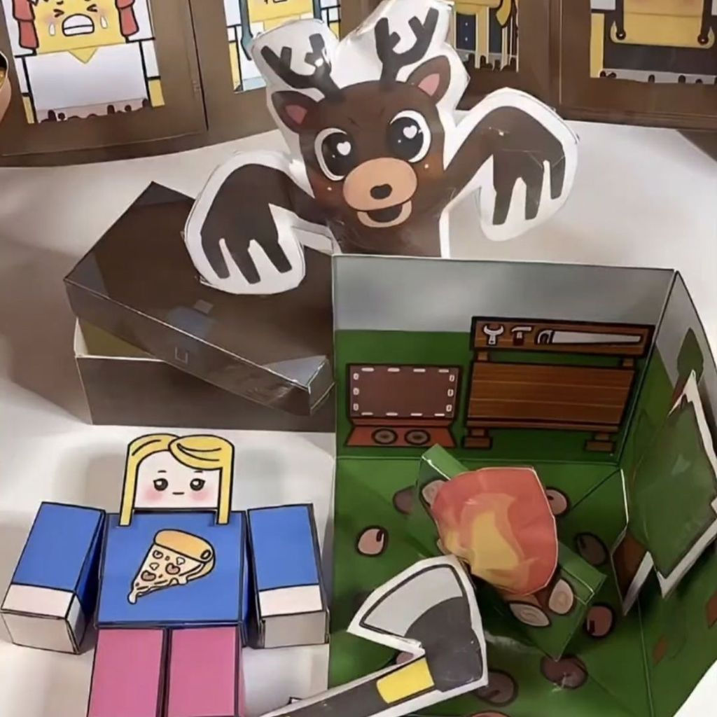 Minecraft 99 Forest Night 3D Blind Bag Dressup Children 's Sticker Handmade Sáng tạo Đồ chơi giáo dụ