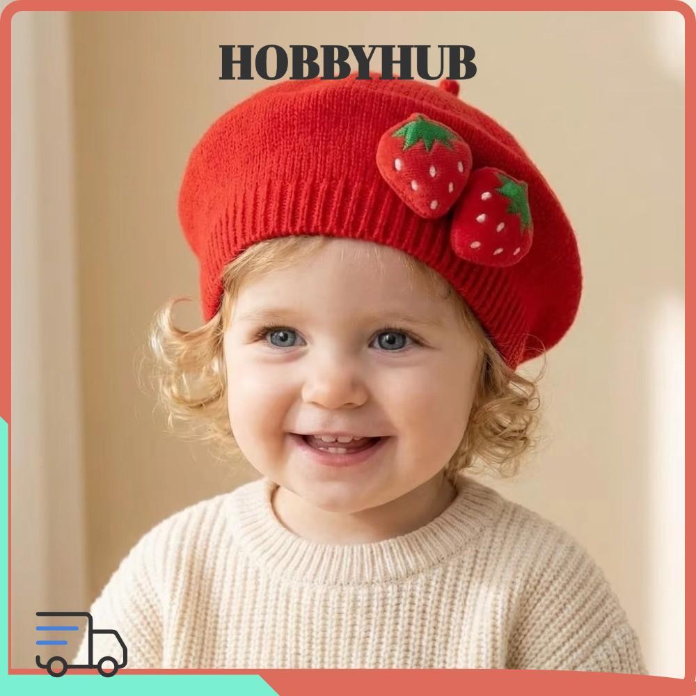 HOBBYHUB Baby Beret Strawberry Fashion 0-12M Trẻ mới biết đi