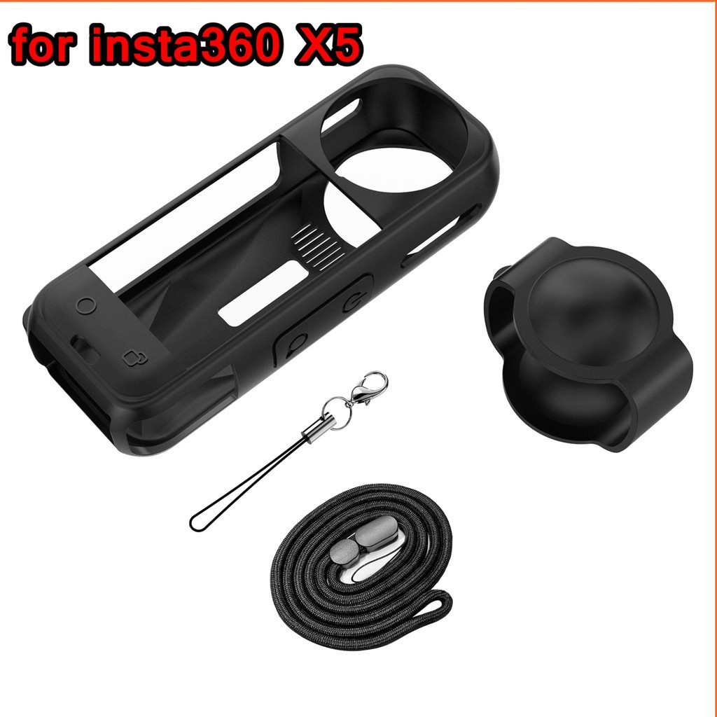 Dành Cho Insta360 X5 Vỏ Bảo Vệ Camera Hành Động Toàn Cảnh Silicon Chống Sốc Vỏ Bảo Vệ Có Ống Kính Ch