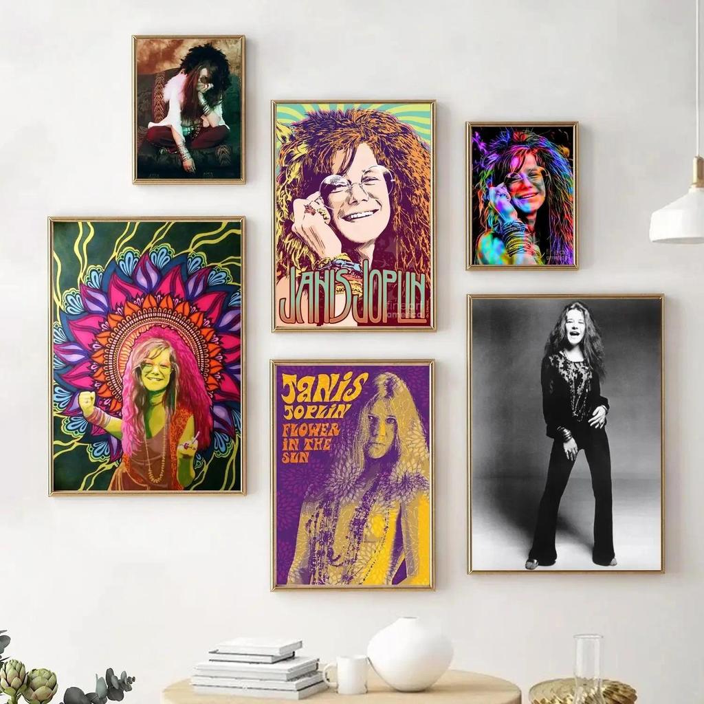 Jan Joplin Poster Canvas Nghệ Thuật In Hình Trang Trí Tường Cho Phòng Khách Phòng Ngủ Âm Nhạc Người 