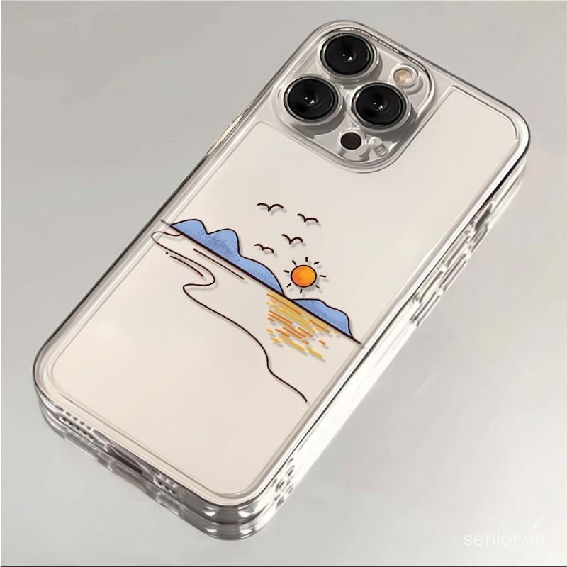 Ốp Điện Thoại Hoàng Hôn Guishan Minh Họa Thẩm Mỹ Đơn Giản Thích Hợp Cho iPhone 15promax xr xs 11prom