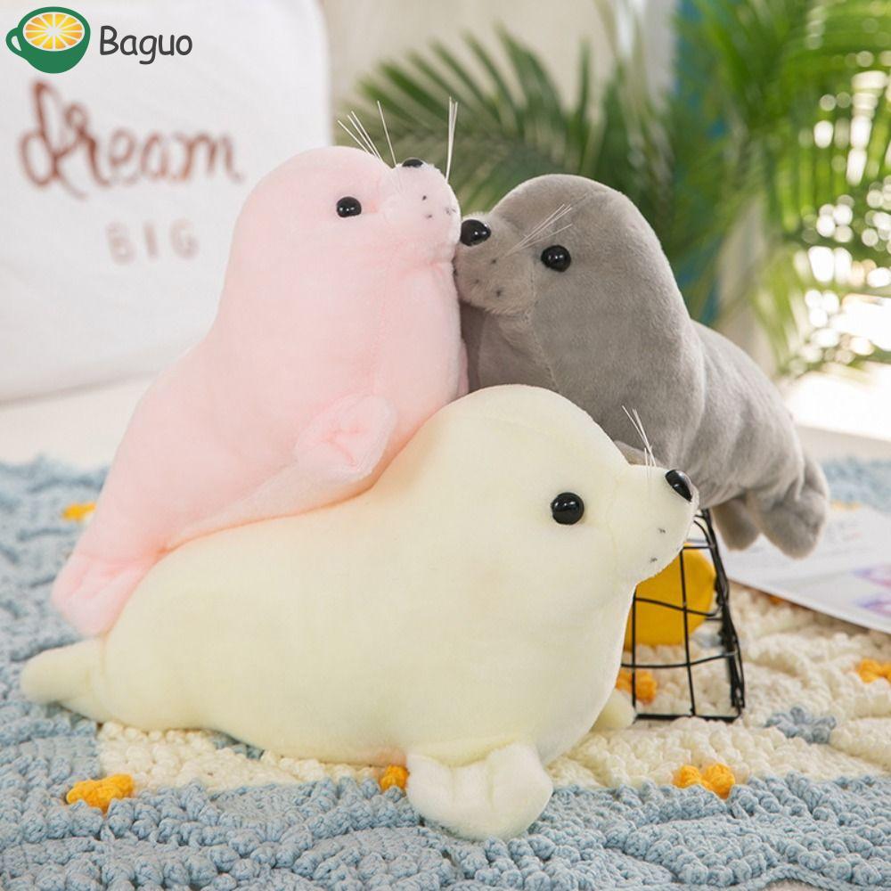 BAGUO Seal Búp bê sang trọng, Gối động vật Fluffy Seal Đồ chơi nhồi bông sang trọng, Lông ấm cúng Mề