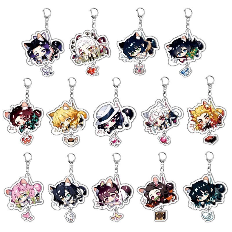 Demon Slayer Christmas Rengoku Mitsuri Kamado Tanjirou Kamado Nezuko Anime Pendant Figure Keychain K
