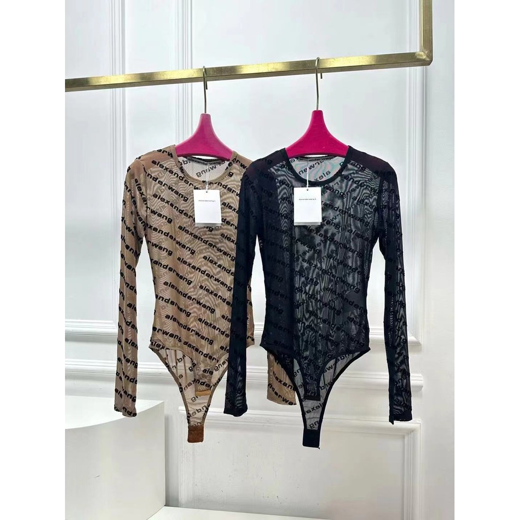 9YYF AW Spring and Autumn New Letter Print Round Neck Slim Fit Women's Bodysuit, Stylish and Sexy, P