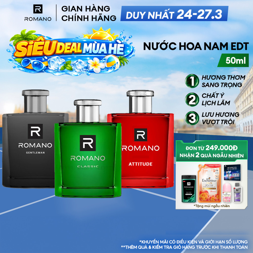 Nước hoa nam Romano EDT Attitude / Classic / Gentlemen 50ml