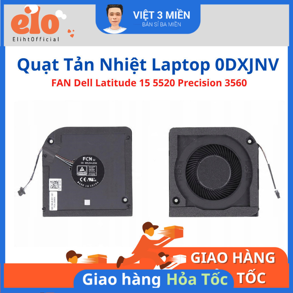 FAN Quạt tản nhiệt laptop Dell Latitude 15 5520 Precision 3560 0DXJNV DXJNV ZIN tháo máy