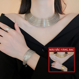 Bộ Trang Sức Kim Loại Dây Độc Đáo Sang Trọng Vòng Tai Nhẫn Vòng Tay Dây Chuyền Phụ Kiện Thời Trang Hot Trend