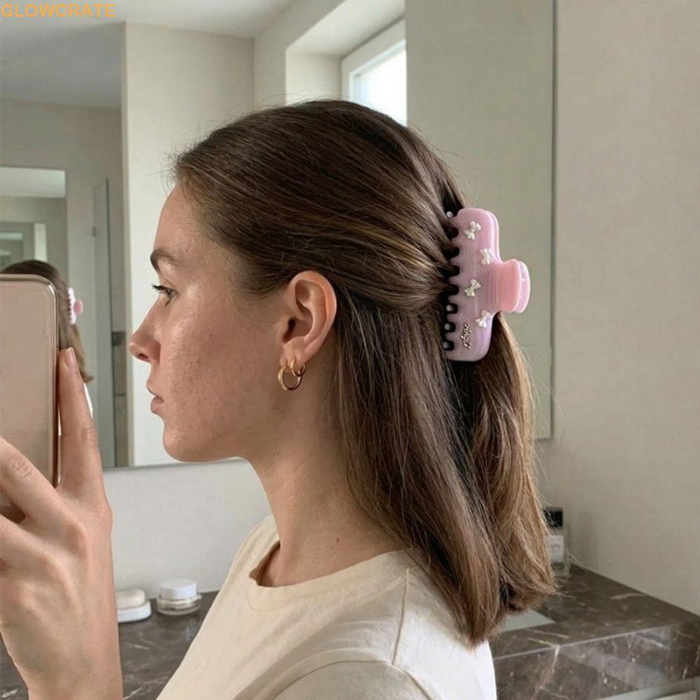 Glowcratexm Nơ Vuốt Tóc nhựa hình học, phong cách Pháp cá tính, tiện lợi cho du lịch