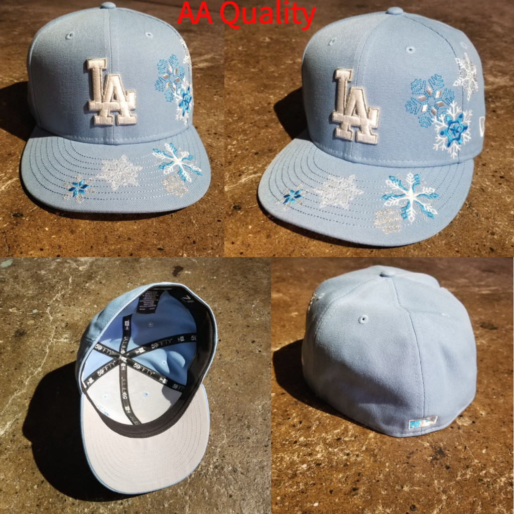 Mũ Bóng Chày New Era 59FIFTY Los Angeles Dodgers, Chống Nắng Tốt, Vành Phẳng Màu Xanh Nhạt, Phù Hợp 