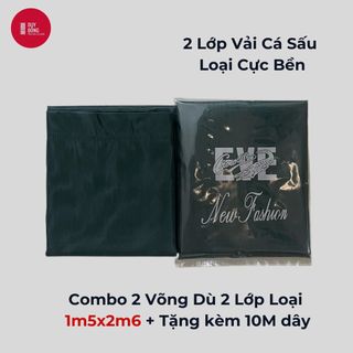 Combo 2 Võng Dù 2 Lớp 2m6 Cao Cấp Kèm 10m Dây Chịu Tải 300kg Chống Muỗi Mát Mịn Dùng Trong Nhà Du Lịch Camping