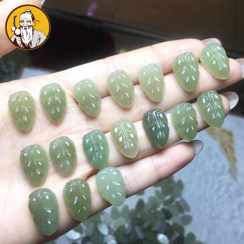 Fidelity Hetian Jade Qinghai Chất liệu lá Mặt dây chuyền lỗ