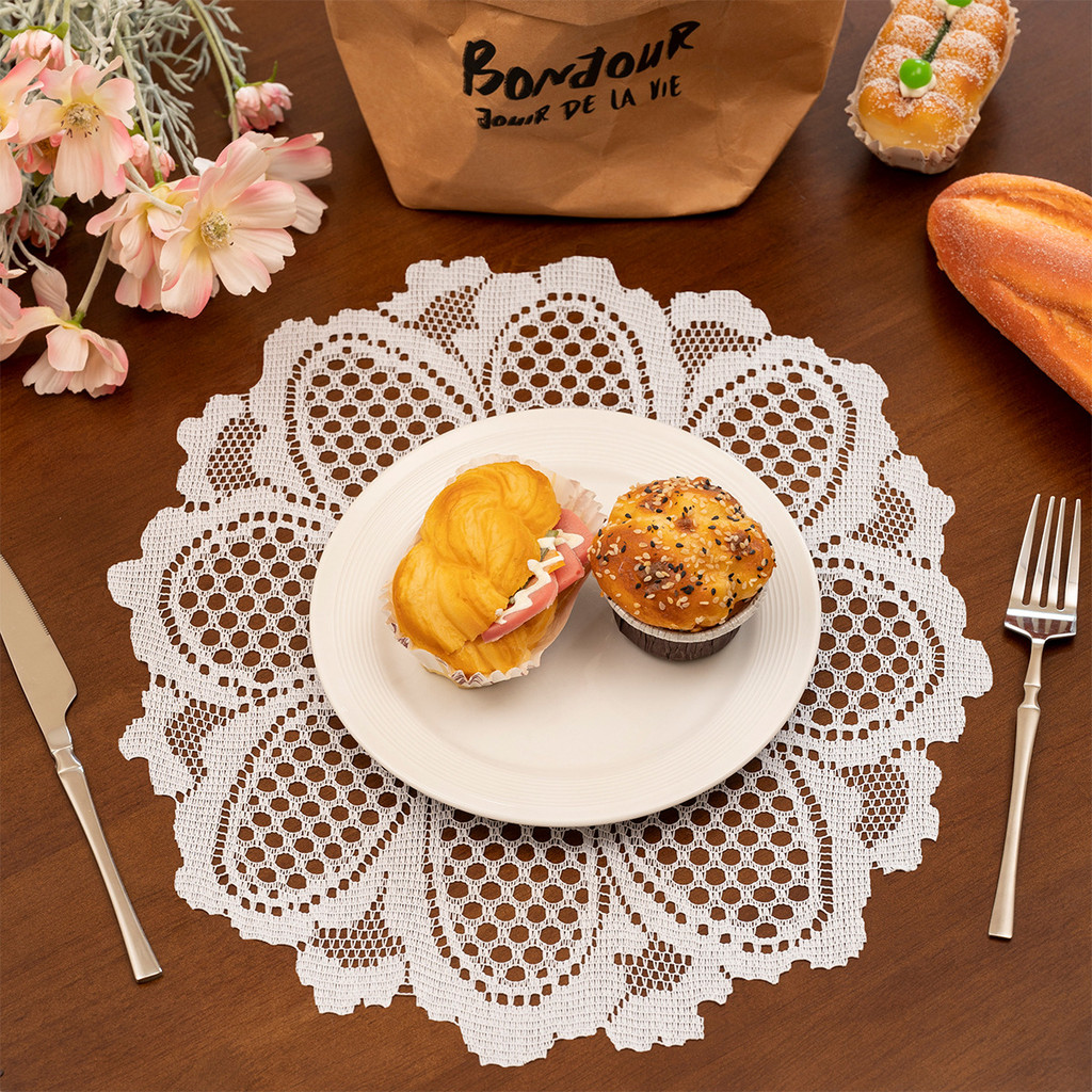 Ren Cổ Điển Tròn Daisy Louver Placemat Khách Sạn Khăn Ăn Gia Đình Bàn Cà Phê Khăn Trải Bàn 26032607