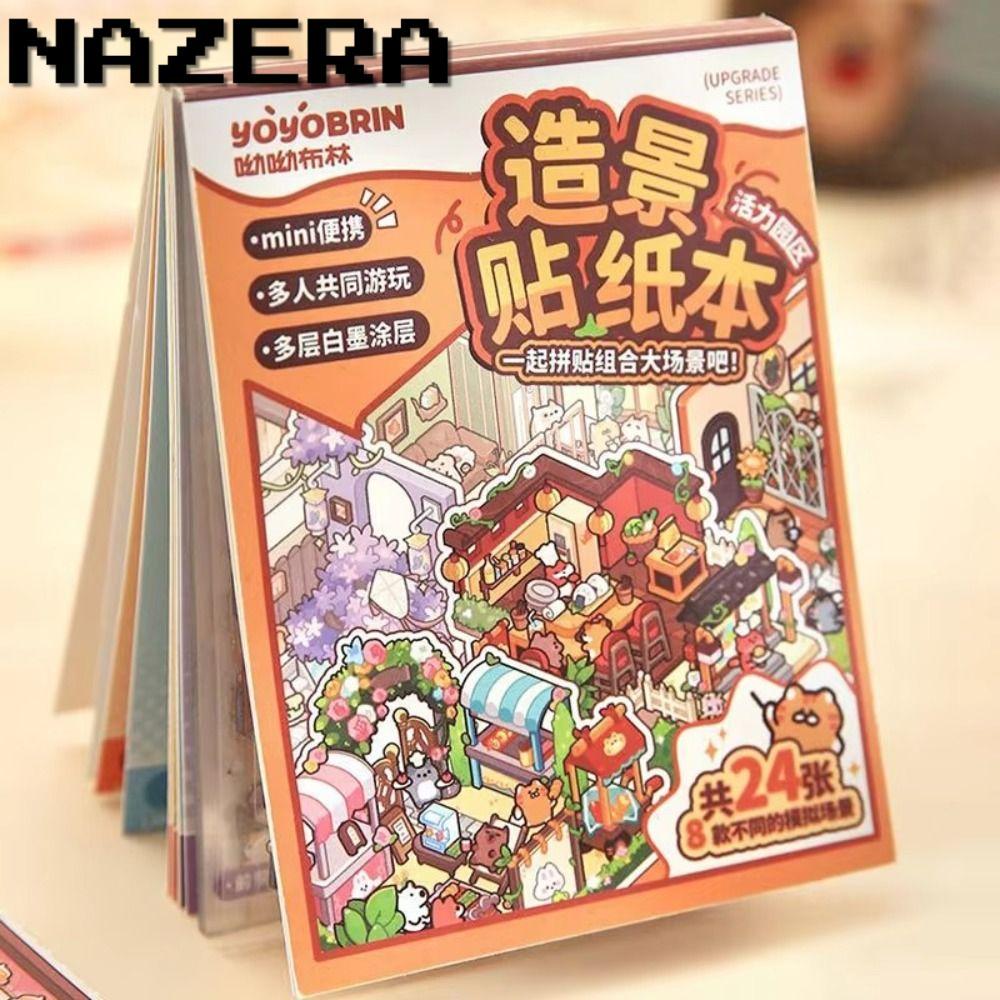 Bộ sưu tập nhãn dán cảnh quan thu nhỏ NAZERA, Nhãn dán cảnh quan ba chiều PET, Giải nén Mini 8 trong