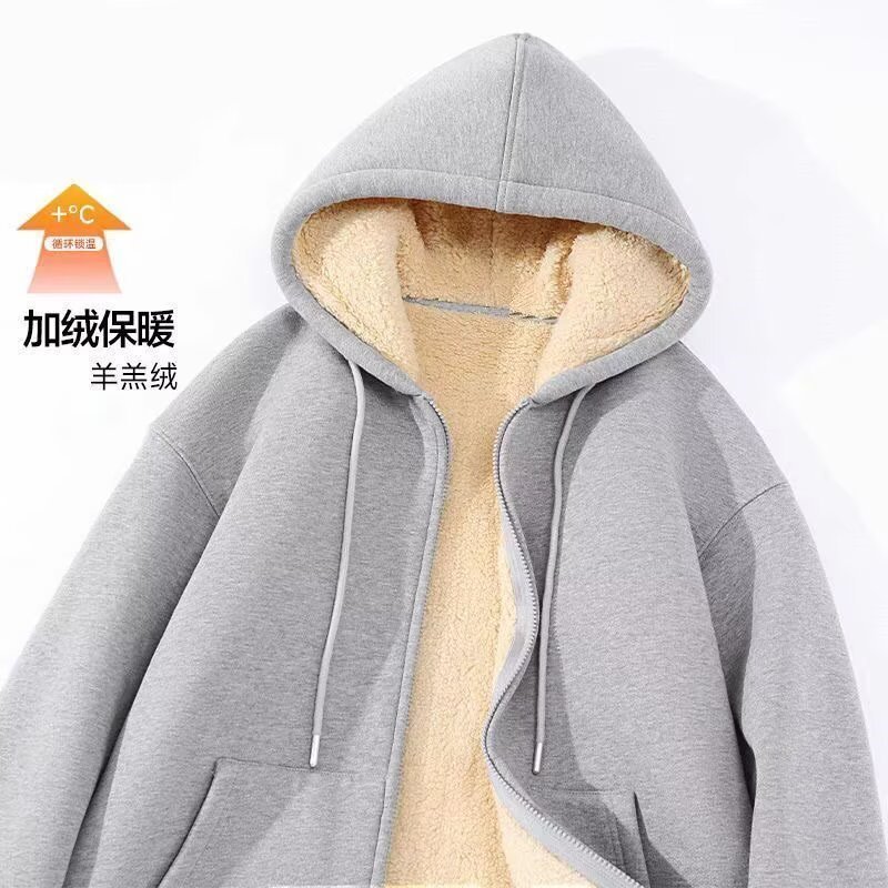 Mặc đi làm dày lông cừu có mũ trùm đầu Áo nam chống mài mòn Thẻ công trường xây dựng chống bụi bẩn