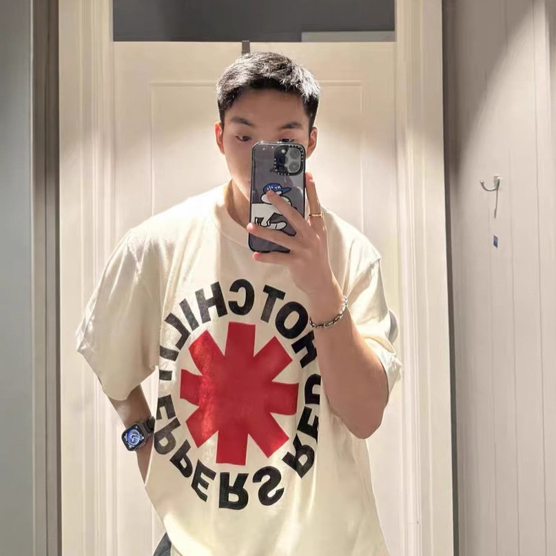 LSWY Rock band Red Pepper short-sleeve vintage vintage Punk-style loose-fitting couple's clothing T 