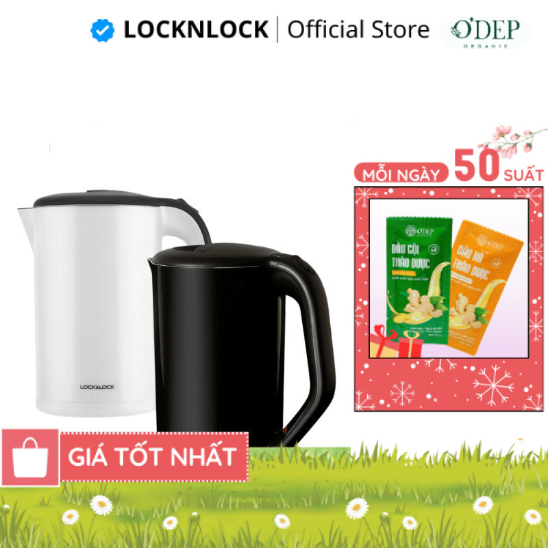 Ấm siêu tốc 1.7L 1800W LocknLock Chính Hãng đun sôi nhanh, lõi Inox chống ăn mòn EJK738BLK - BH 2 NĂ